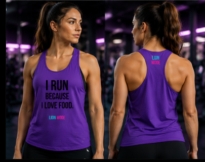 Lion Mode – I Run Because I Love Food Women's Performance Racerback Tank