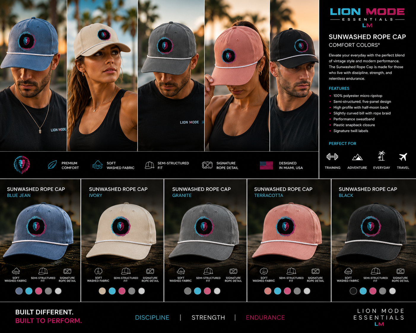 Lion Mode Signature Rope Cap | Comfort Colors Premium Hat